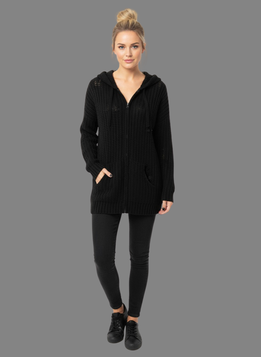 Hooded Jacket - Super Knit in Black