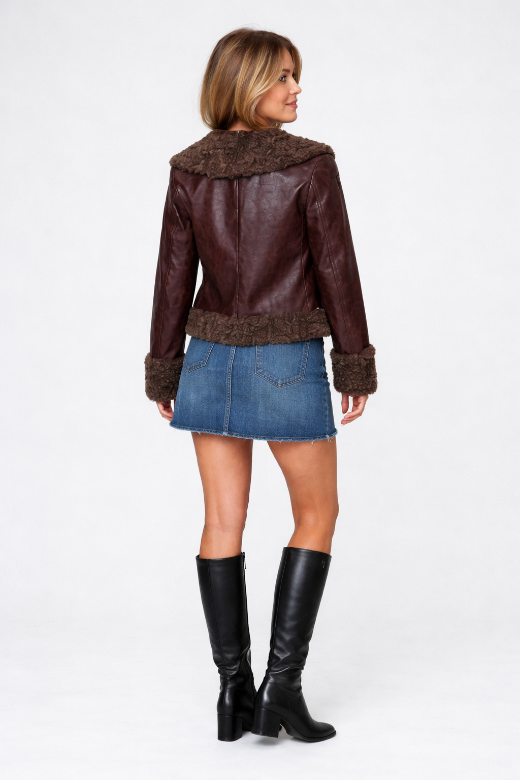 St. Gallen Faux Leather Jacket Brown